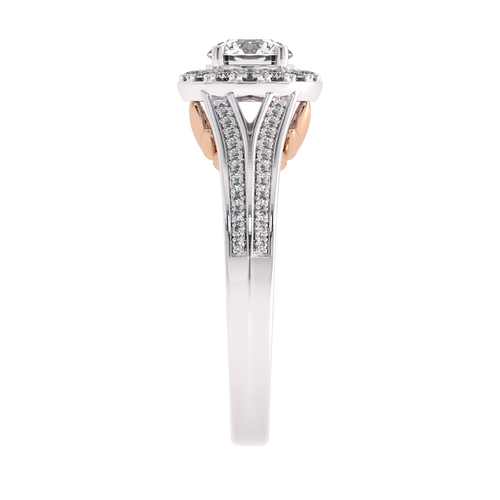 7/8 CT. Lab Created Round Diamond Studded Halo Engagement Ring with Split Shank