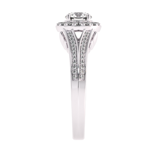 7/8 CT. Lab Created Round Diamond Studded Halo Engagement Ring with Split Shank