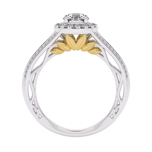 7/8 CT. Lab Created Round Diamond Studded Halo Engagement Ring with Split Shank