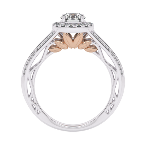 7/8 CT. Lab Created Round Diamond Studded Halo Engagement Ring with Split Shank