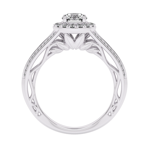 7/8 CT. Lab Created Round Diamond Studded Halo Engagement Ring with Split Shank