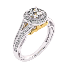 7/8 CT. Lab Created Round Diamond Studded Halo Engagement Ring with Split Shank
