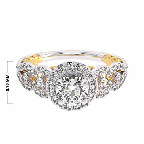 1 CT Halo Unique Engagement Ring