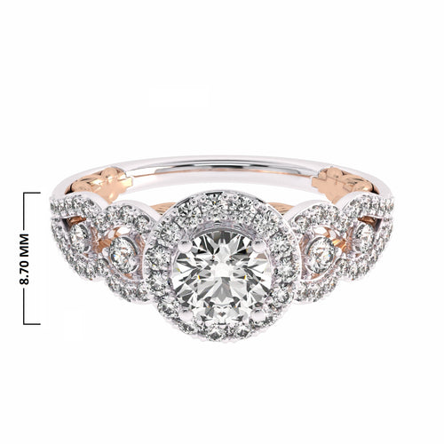1 CT Halo Unique Engagement Ring