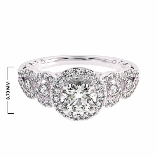 1 CT Halo Unique Engagement Ring