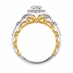 1 CT Halo Unique Lab Created Diamond Engagement Ring