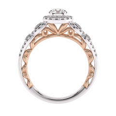 1 CT Halo Unique Lab Created Diamond Engagement Ring