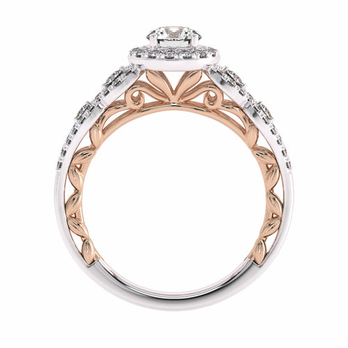 1 CT Halo Unique Lab Created Diamond Engagement Ring