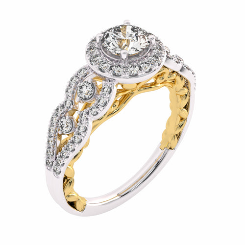 1 CT Halo Unique Engagement Ring