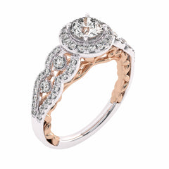 1 CT Halo Unique Lab Created Diamond Engagement Ring