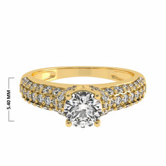 1 CT Round Classic Pave Engagement Ring with Double Row Shank Lab Created Studded Diamonds