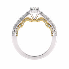 1 CT Classic Pave Two Tone Lab Created Diamond Engagement Ring