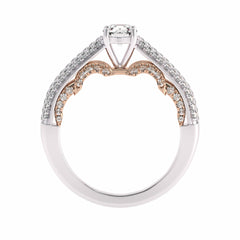 1 CT Classic Pave Two Tone Lab Created Diamond Engagement Ring