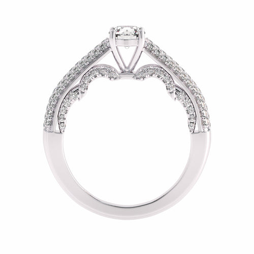 1 CT Classic Pave Two Tone Lab Created Diamond Engagement Ring