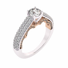 1 CT Classic Pave Two Tone Lab Created Diamond Engagement Ring