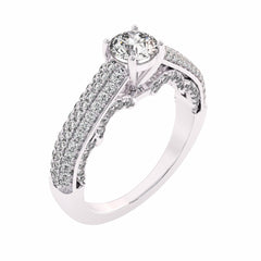 1 CT Classic Pave Two Tone Lab Created Diamond Engagement Ring