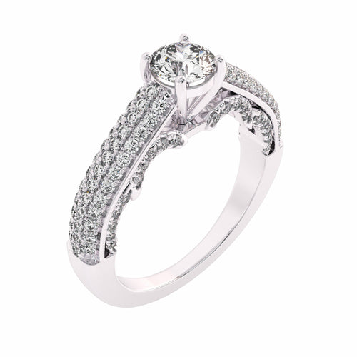 1 CT Classic Pave Two Tone Lab Created Diamond Engagement Ring