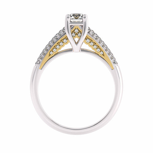 7/8 CT. Classic Pave Two Tone Engagement Ring