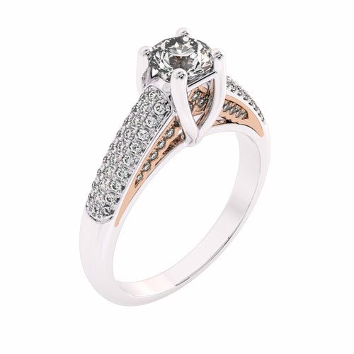 7/8 CT. Classic Pave Two Tone Engagement Ring