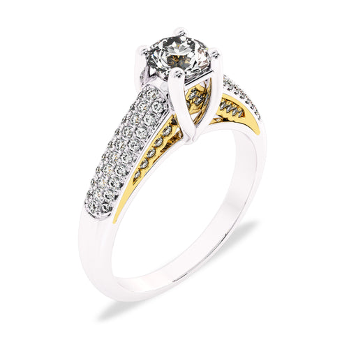7/8 CT. Classic Pave Two Tone Engagement Ring