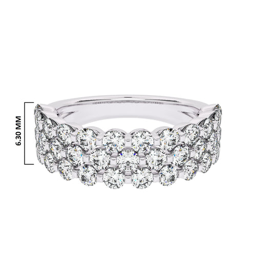 1 1/2 CT. Lab Created Diamond Tripple Row Half Eternity band