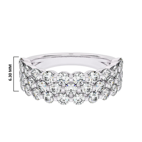 1 1/2 CT. Lab Created Diamond Tripple Row Half Eternity band