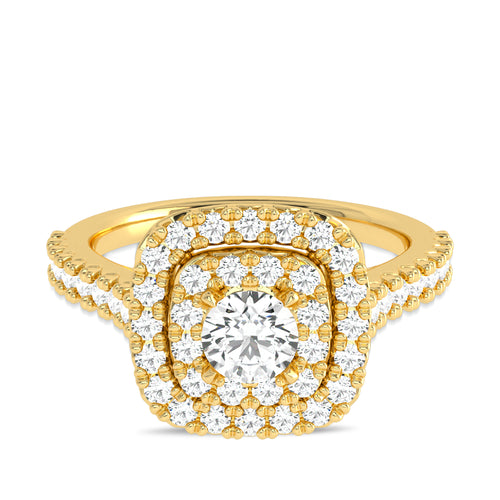 1 CT. Regal Majesty Cushion Cut Double Halo Lab Created Diamond Ring