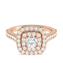 1 CT. Regal Majesty Cushion Cut Double Halo Lab Created Diamond Ring