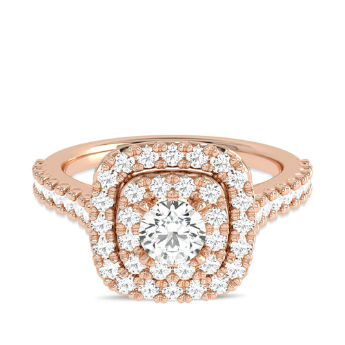 1 CT. Regal Majesty Cushion Cut Double Halo Lab Created Diamond Ring