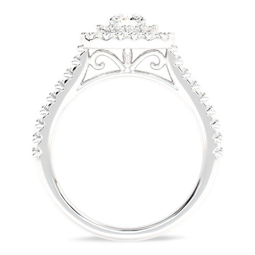 1 CT. Regal Majesty Cushion Cut Double Halo Lab Created Diamond Ring