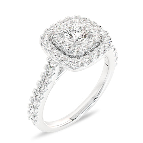 1 CT. Regal Majesty Cushion Cut Double Halo Lab Created Diamond Ring