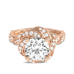 1 3/4 CT. Flower style Twisted halo Engagement Ring