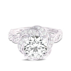 1 3/4 CT. Flower style Twisted halo Engagement Ring