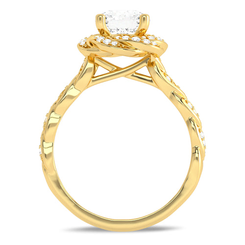 1 3/4 CT. Flower style Twisted halo Engagement Ring