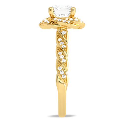 1 3/4 CT. Flower style Twisted halo Engagement Ring