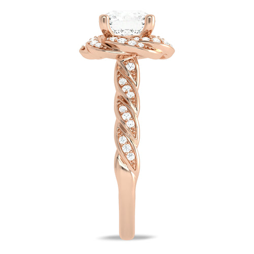 1 3/4 CT. Flower style Twisted halo Engagement Ring