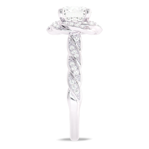 1 3/4 CT. Flower style Twisted halo Engagement Ring
