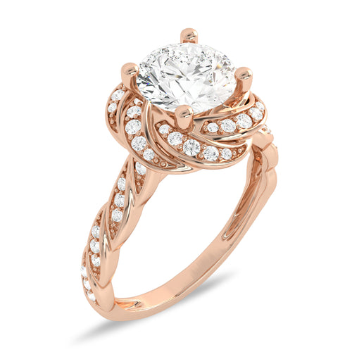 1 3/4 CT. Flower style Twisted halo Engagement Ring
