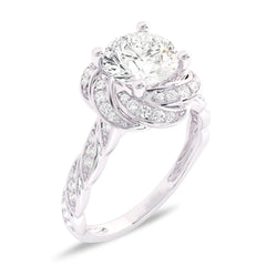 1 3/4 CT. Flower style Twisted halo Engagement Ring