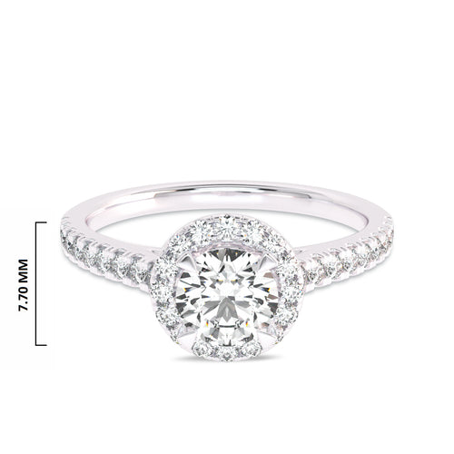3/4 CT Classic Halo Lab Created Diamond Engagement Ring