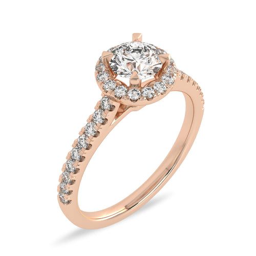 3/4 CT Classic Halo Lab Created Diamond Engagement Ring