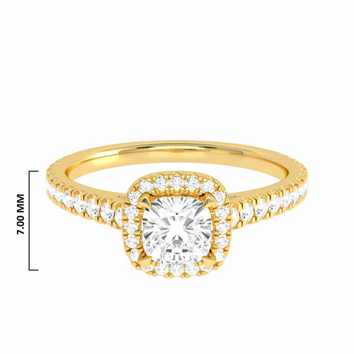 3/4 CT. Classic Halo Lab Created Diamond Enagegement Ring