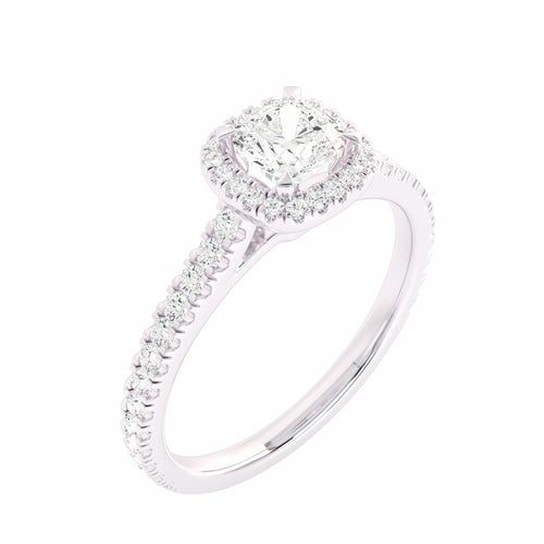 3/4 CT. Classic Halo Lab Created Diamond Enagegement Ring
