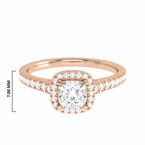 3/4 CT. Classic Halo Lab Created Diamond Enagegement Ring