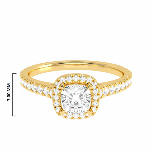 3/4 CT. Classic Halo Lab Created Diamond Enagegement Ring