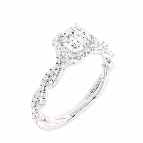 1 CT. Classic Halo Lab Created Diamond Enagegement Ring