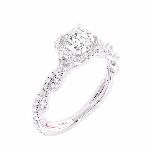1 CT. Classic Halo Lab Created Diamond Enagegement Ring