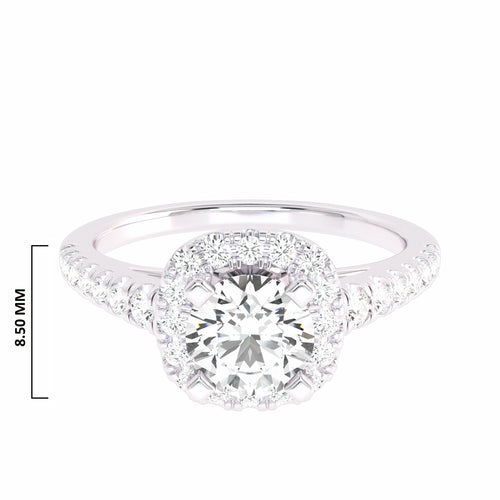 1 CT. Classic Halo Natural Diamond Enagegement Ring.