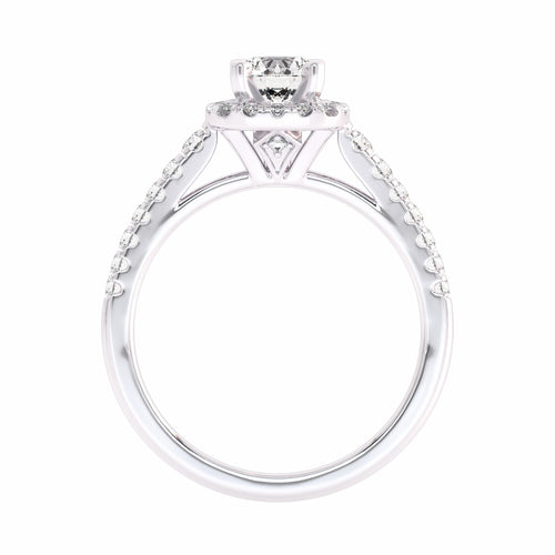 1 CT. Classic Halo Natural Diamond Enagegement Ring.