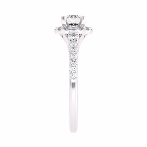 1 CT. Classic Halo Natural Diamond Enagegement Ring.